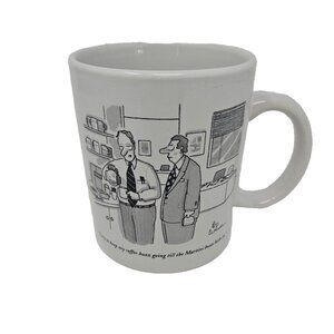 2002 New Yorker Cartoon Mug Leo Cullum Keep Coffee Buzz Going til Martini Buzz